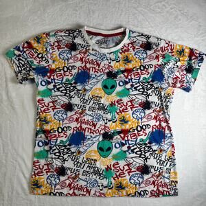 Eighty Eight Mens Graphic T Shirt Large Alien Space Graffiti Street Art Cotton